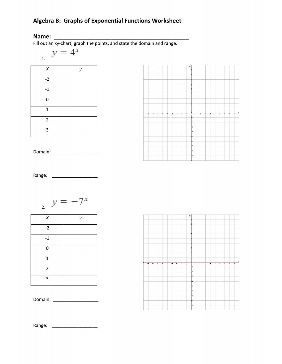 exponential functions worksheet graph the functions exponential functions worksheet graph the functions