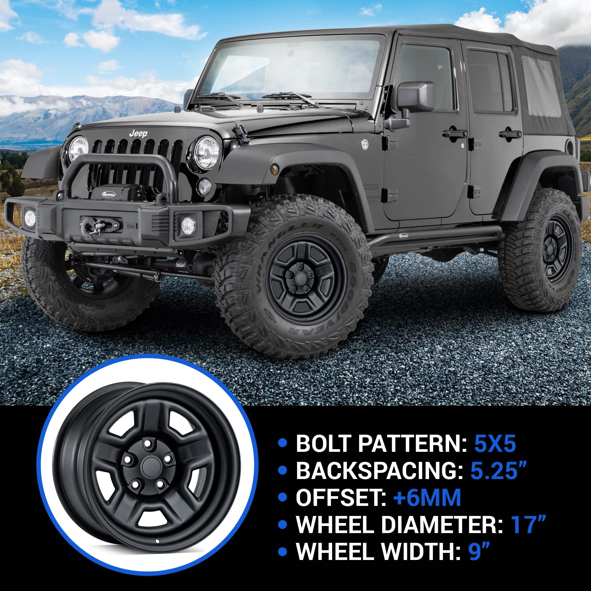 Alloy Wheels TACTIK 17 Steel Wheel 5x5 Bolt Pattern For Jeep Wrangler JK JL Gladiator Satin Black 5x4 5 Jeep Wheels Alloy Wheels TACTIK 17 Steel Wheel 5x5 Bolt Pattern For Jeep Wrangler JK JL Gladiator Satin Black 5x4 5 Jeep Wheels