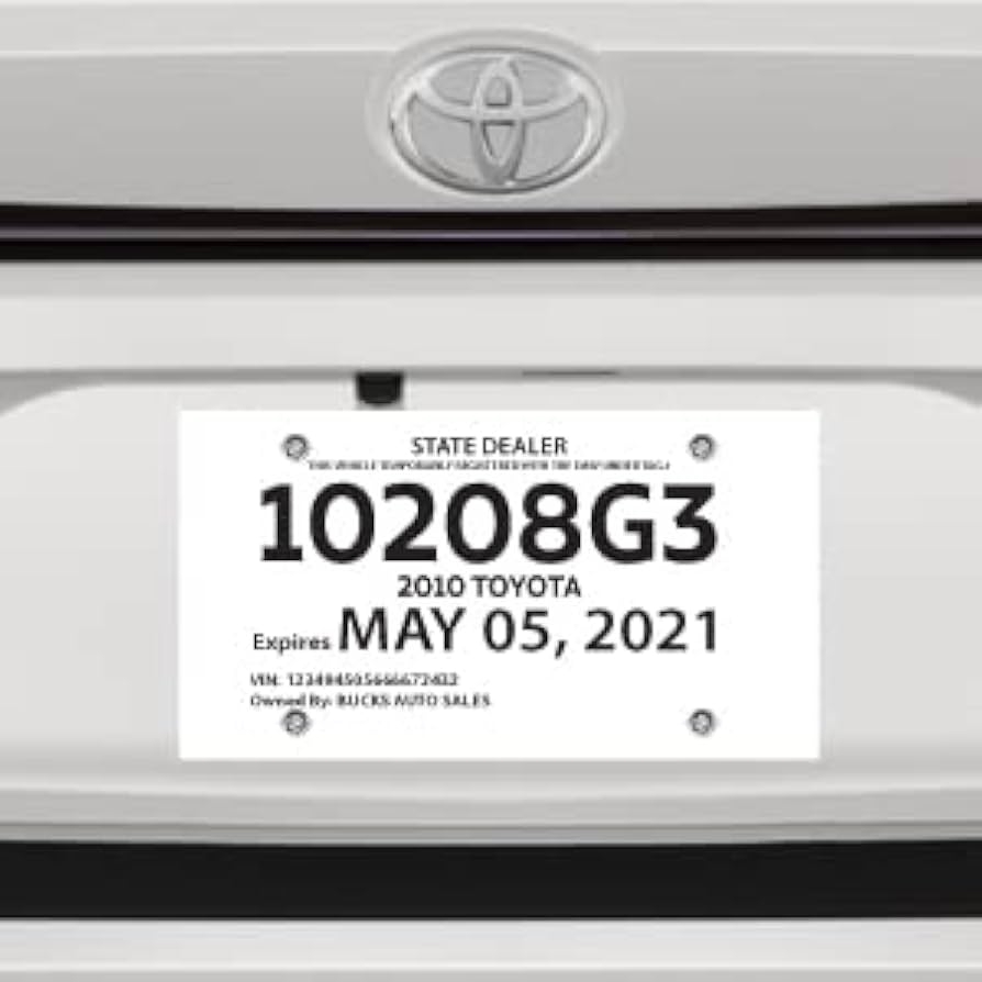 Amazon Blank Printable Car Dealer Tear Resistant Temporary Tags License Plates 8 Mil 1 Tear Off Portion Package Of 100 Office Products
