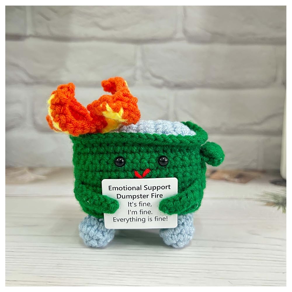 Amazon Emotional Support Crochet Dumpster Fire With Positive Card Cute Room Decor Knitted Toys Funny Crochet Support Buddies Gifts For Friends Green Arts Crafts Sewing Amazon Emotional Support Crochet Dumpster Fire With Positive Card Cute Room Decor Knitted Toys Funny Crochet Support Buddies Gifts For Friends Green Arts Crafts Sewing