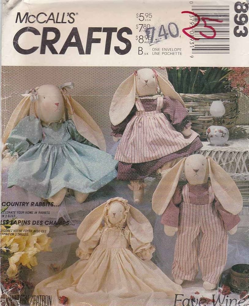 Amazon McCall s Crafts Pattern 3760 Stuffed Country Rabbits In Three Sizes By Faye Wine Arts Crafts Sewing Amazon McCall s Crafts Pattern 3760 Stuffed Country Rabbits In Three Sizes By Faye Wine Arts Crafts Sewing