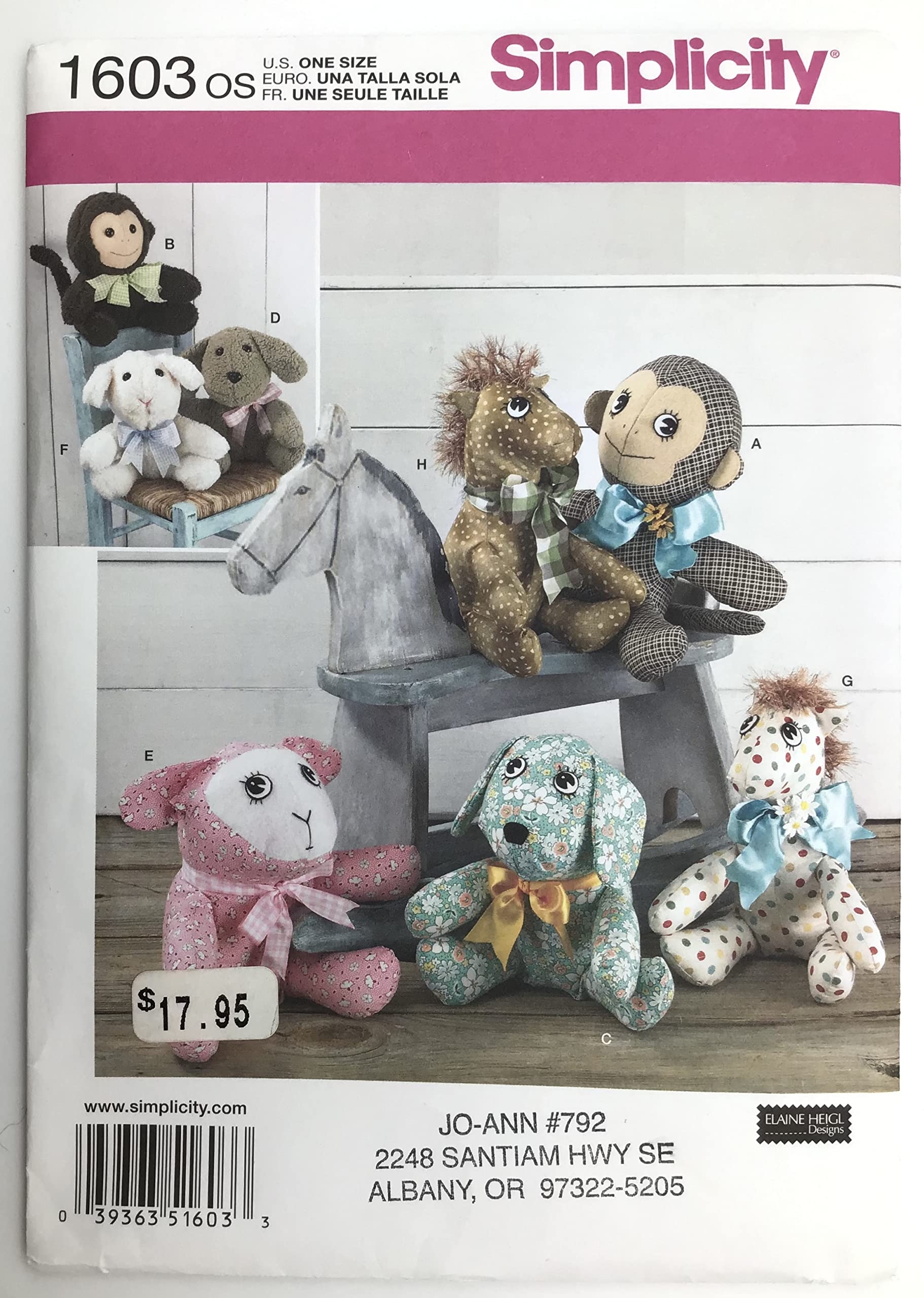 Amazon Simplicity 1603 Plush Stuffed Animal Toy Sewing Patterns One Size Arts Crafts Sewing Amazon Simplicity 1603 Plush Stuffed Animal Toy Sewing Patterns One Size Arts Crafts Sewing