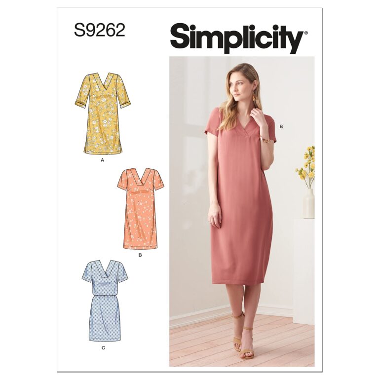 Amazon Simplicity Misses V Neck Shift Dress Kit Code 9261 Sewing Pattern Sizes 16 24 White Arts Crafts Sewing