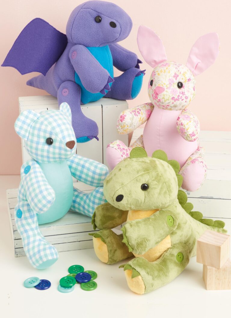Amazon Simplicity SS9441OS Lovable Jointed Dragon Dinosaur Bear And Bunny Animal Sewing Pattern Packet Design Code S9441 13 Tall Arts Crafts Sewing