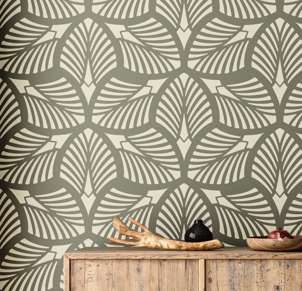 Amazon STENCILOGY Danube 23 X 38 XL Wall Stencil Palm Leaf Large Allover Wall Stencils For Painting Large Floral Wall Stencil Tools Home Improvement