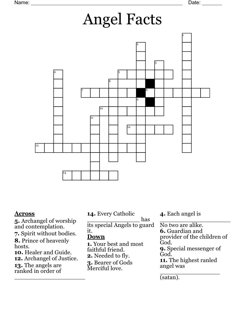 Angel Facts Crossword WordMint Angel Facts Crossword WordMint