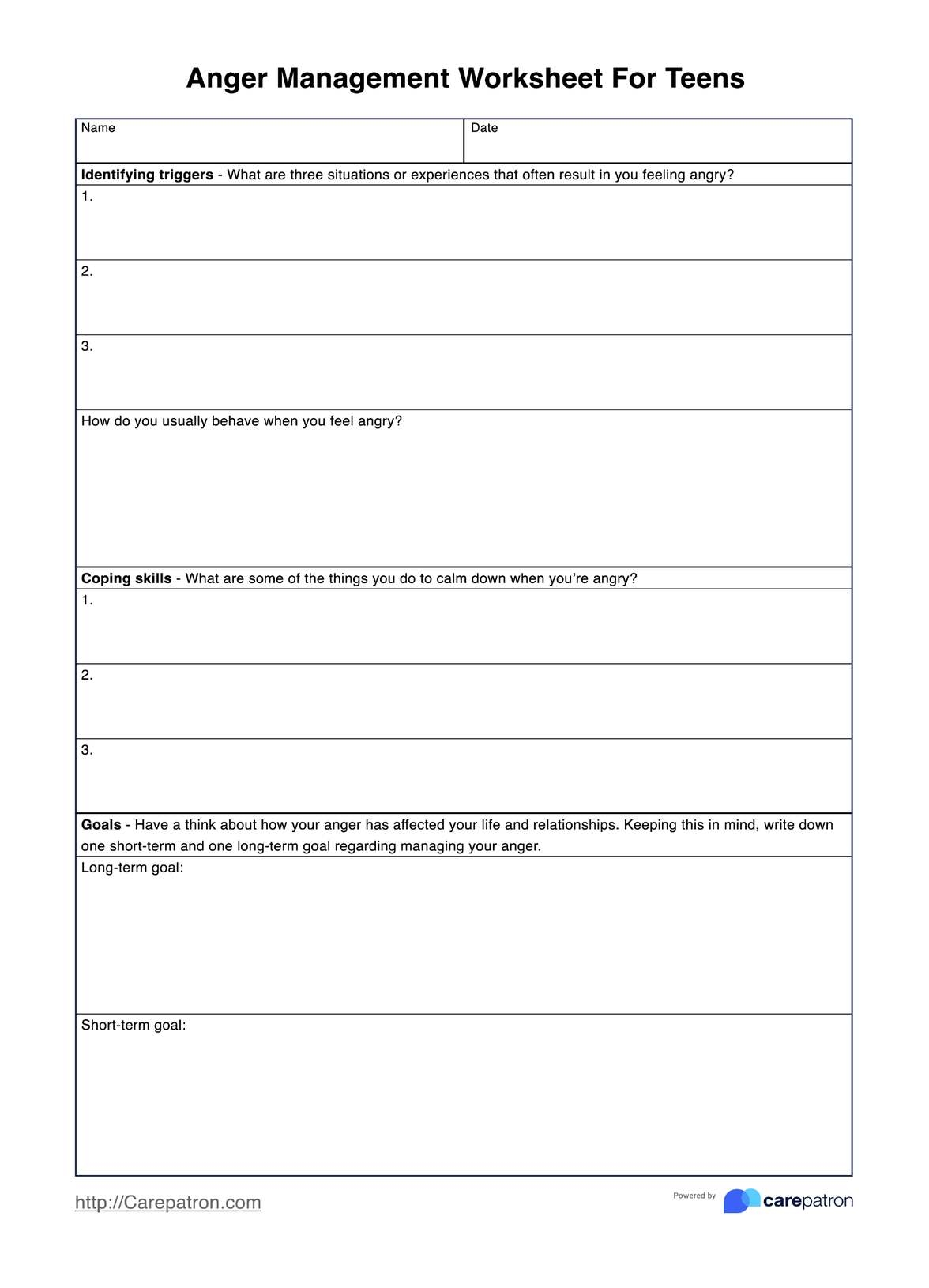 Anger Management Worksheets For Teens Anger Management Worksheets For Teens