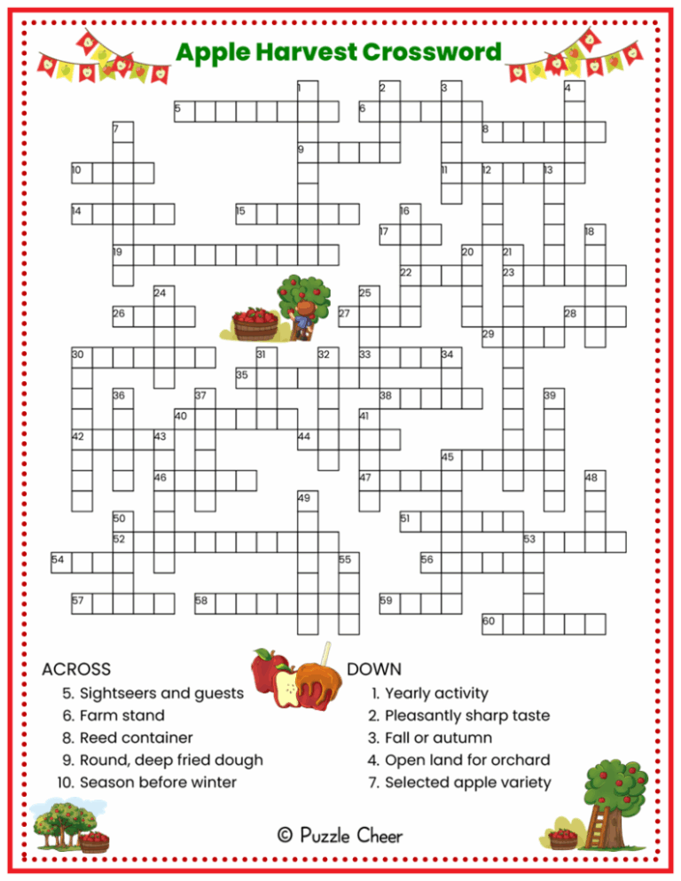 Apple Harvest Crossword Puzzle Puzzle Cheer