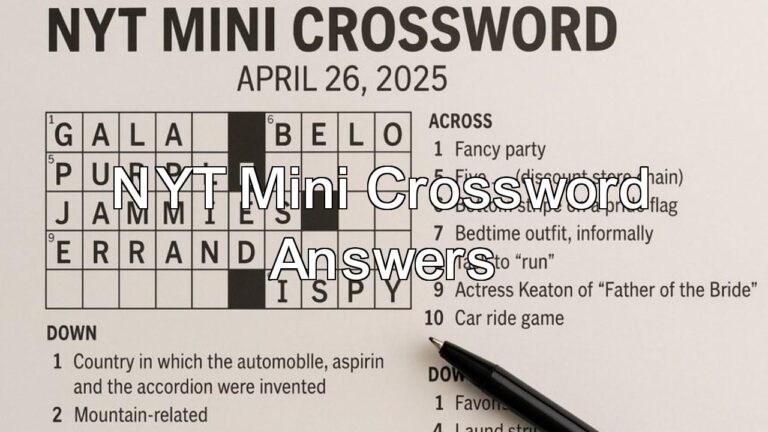 April 26 2025 Today s NYT Mini Crossword Answers Revealed
