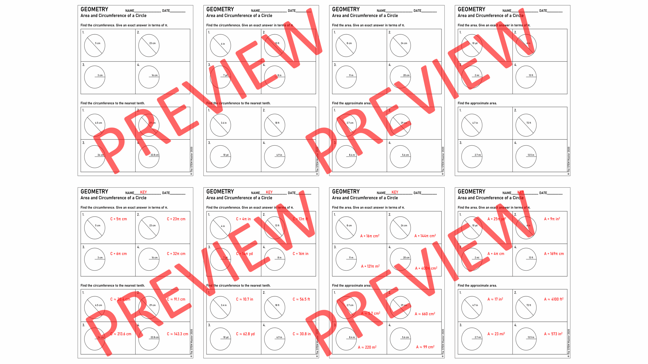 Area And Circumference Of Circles Worksheets 7 G 4 Made By Teachers Area And Circumference Of Circles Worksheets 7 G 4 Made By Teachers