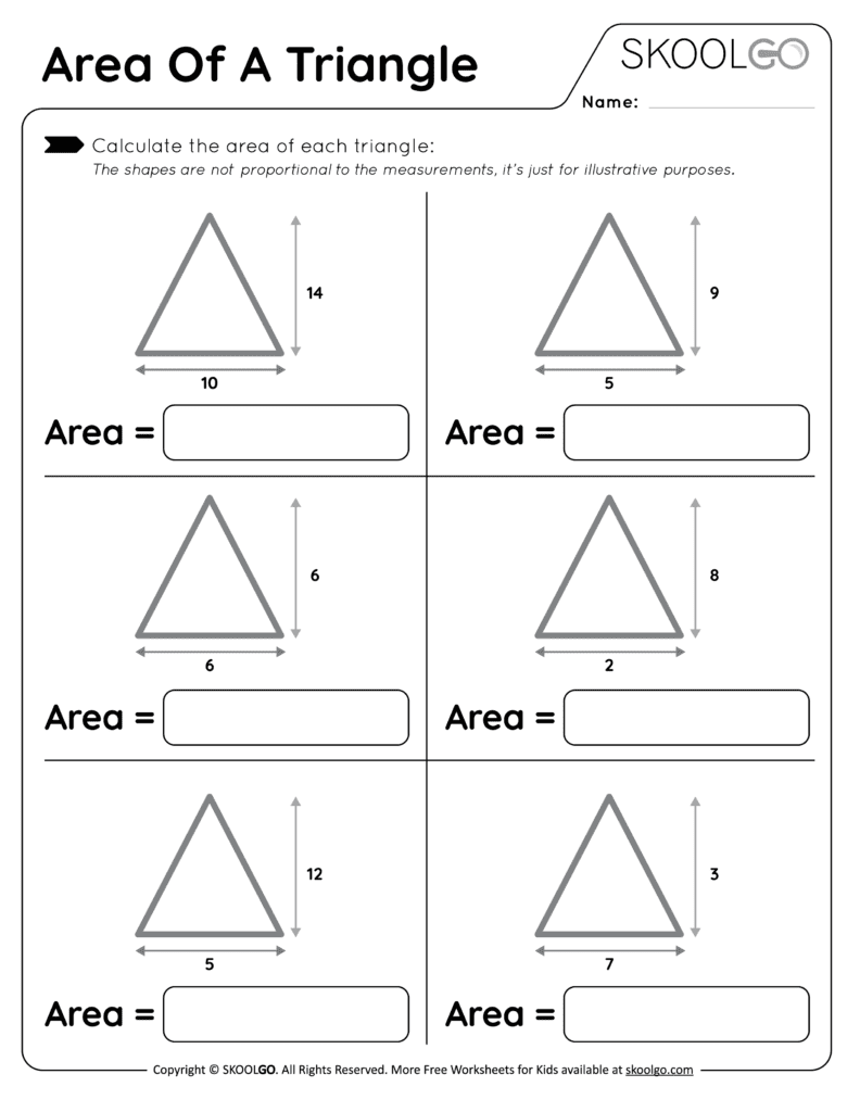 Area Of A Triangle Free Worksheet For Kids SKOOLGO Area Of A Triangle Free Worksheet For Kids SKOOLGO