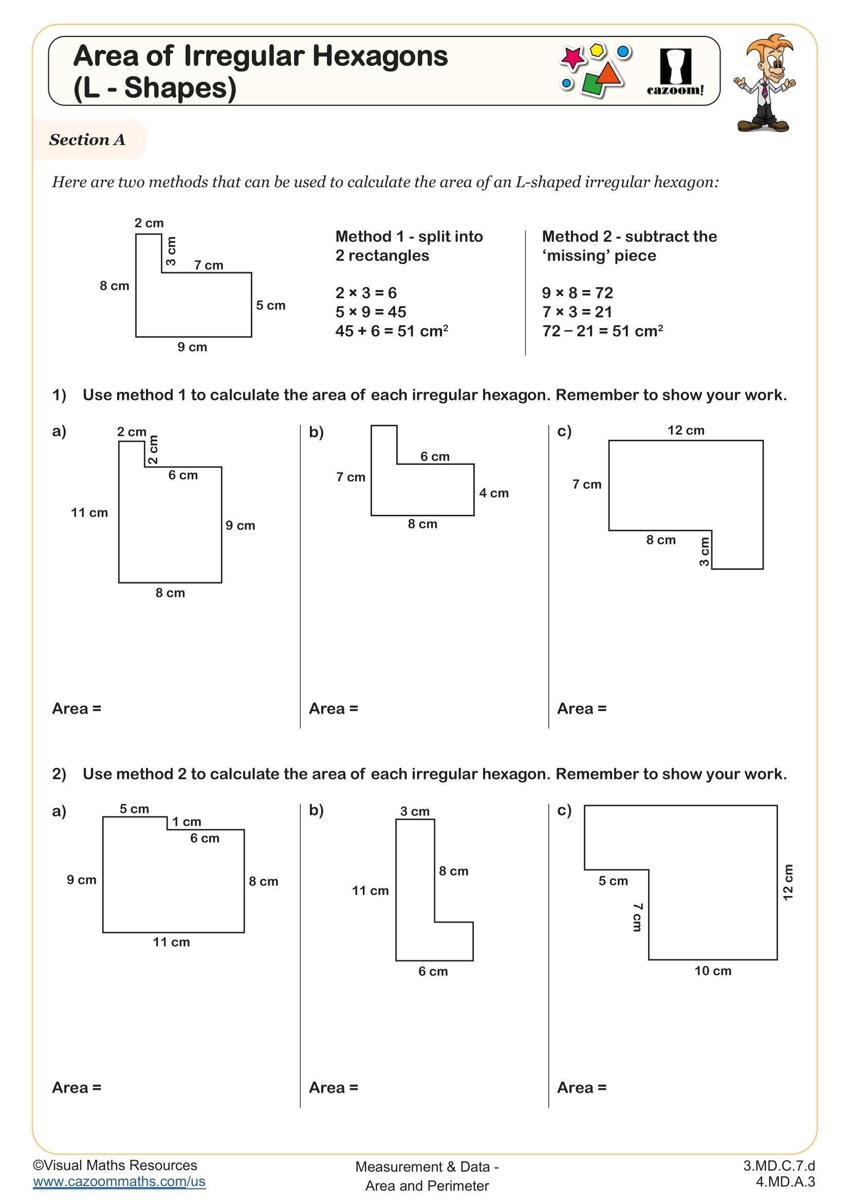 Area Of Irregular Hexagons L Shapes Worksheet Fun And Engaging 3rd Grade And 4th Grade Worksheet Cazoom Math Area Of Irregular Hexagons L Shapes Worksheet Fun And Engaging 3rd Grade And 4th Grade Worksheet Cazoom Math