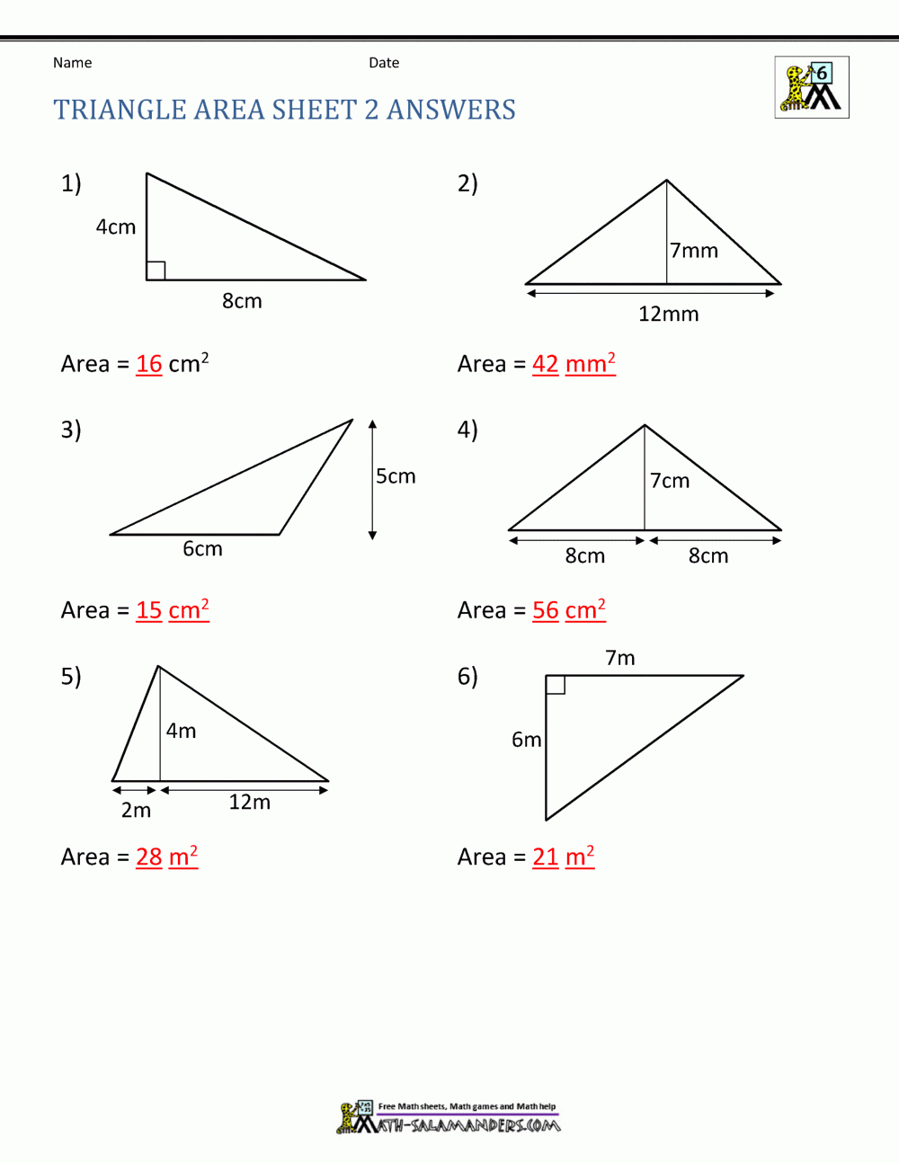 Area Of Right Triangle Worksheets Area Of Right Triangle Worksheets