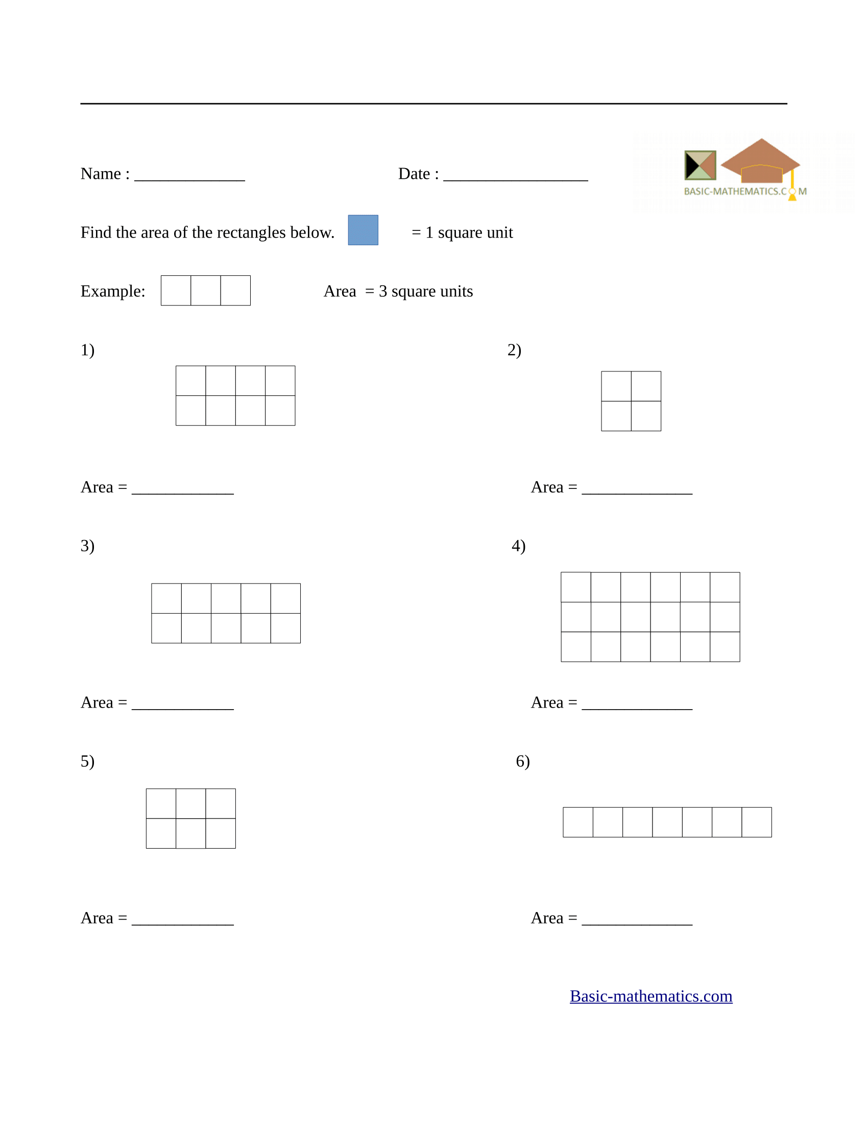area of a rectangle worksheet area of a rectangle worksheet