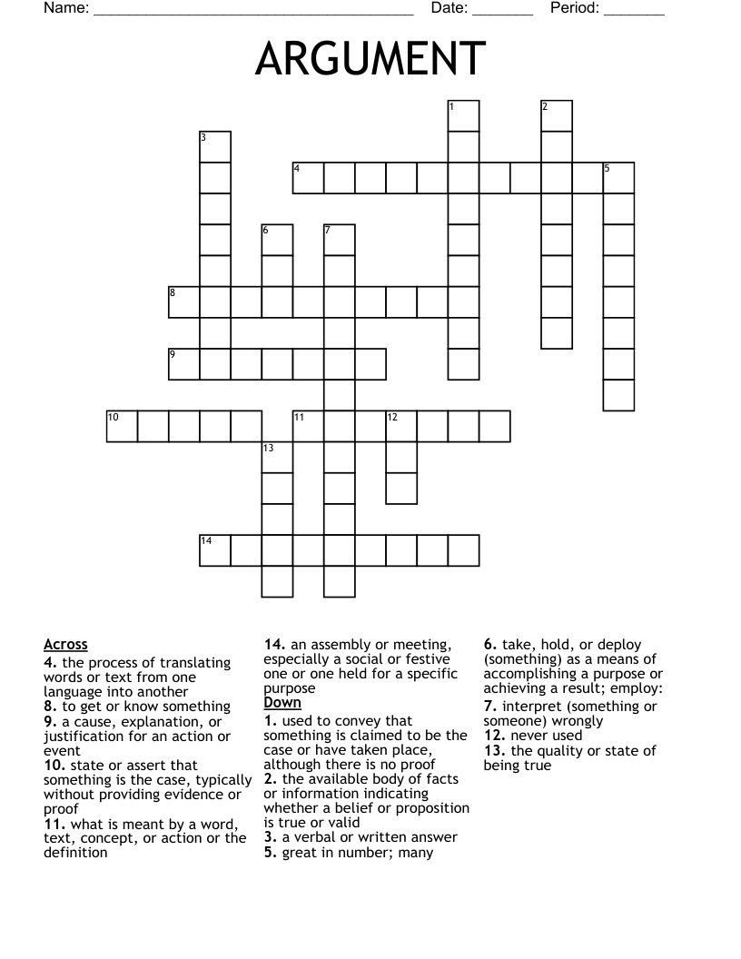 ARGUMENT Crossword WordMint