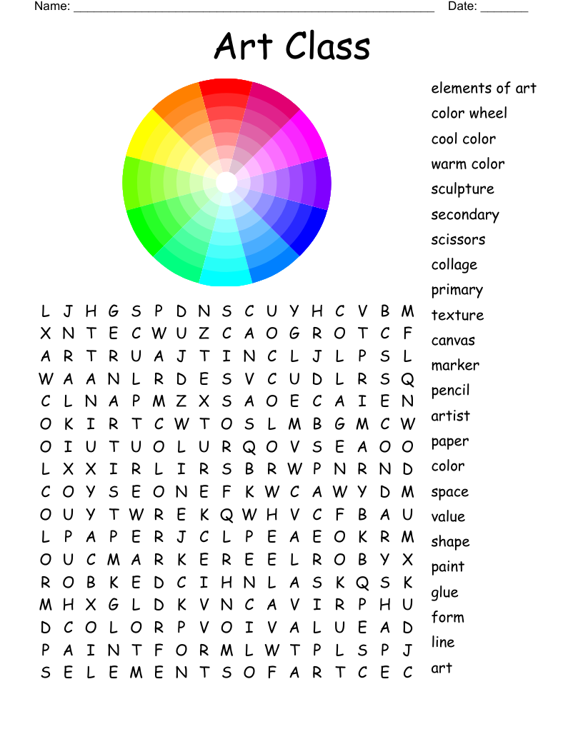 Art Movements Word Search WordMint