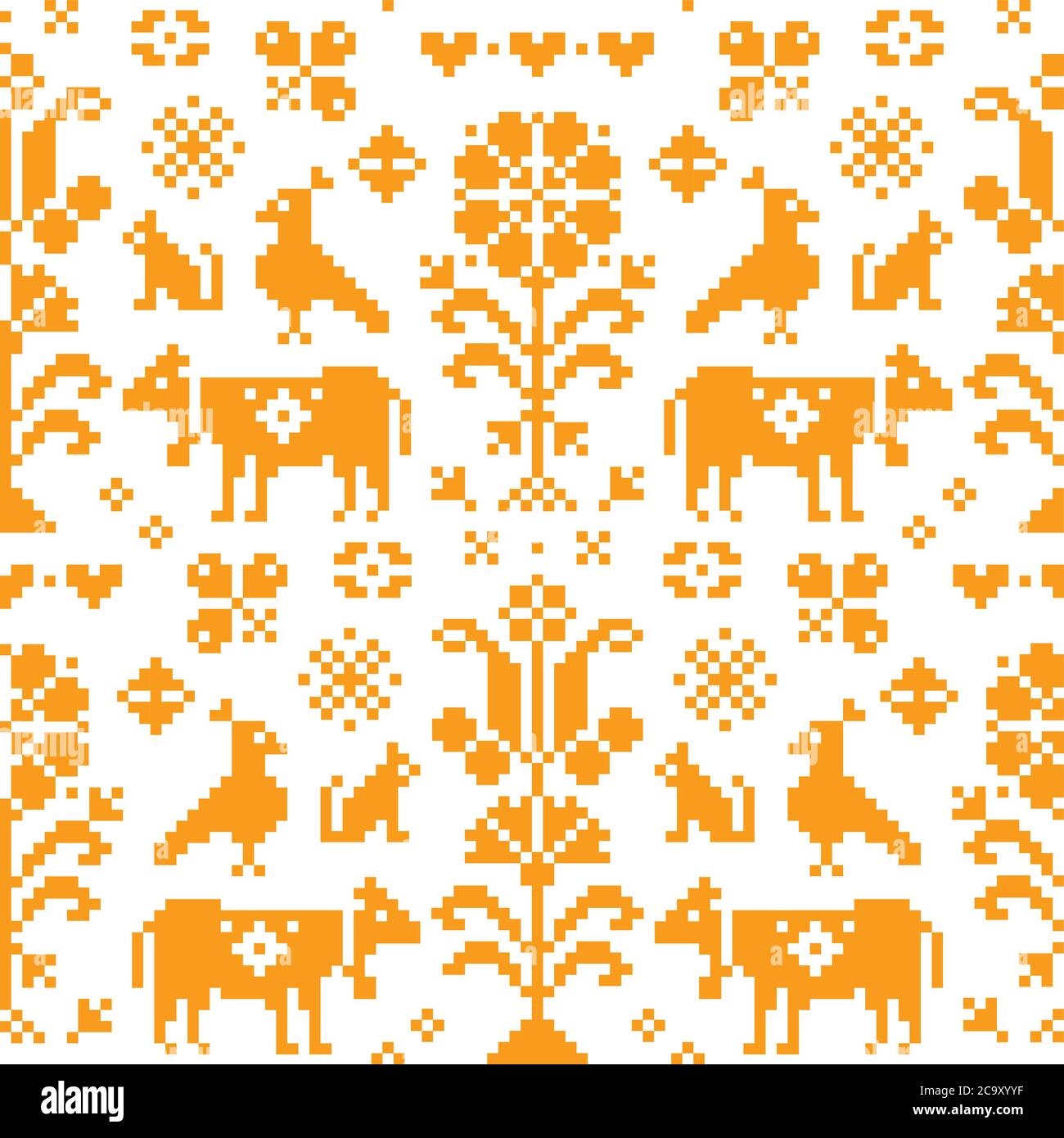 Austrian And German Cross stitch Vector Seamless Folk Art Pattern Emrboidery Tile Design With Birds Dogs Cows Hearts And Flowers Stock Vector Image Art Alamy Austrian And German Cross stitch Vector Seamless Folk Art Pattern Emrboidery Tile Design With Birds Dogs Cows Hearts And Flowers Stock Vector Image Art Alamy