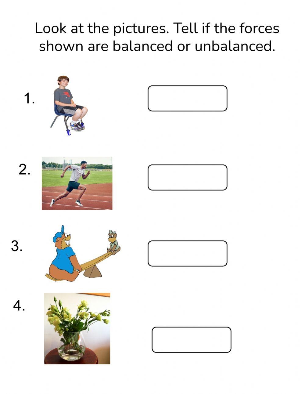 balanced and unbalanced forces worksheet balanced and unbalanced forces worksheet