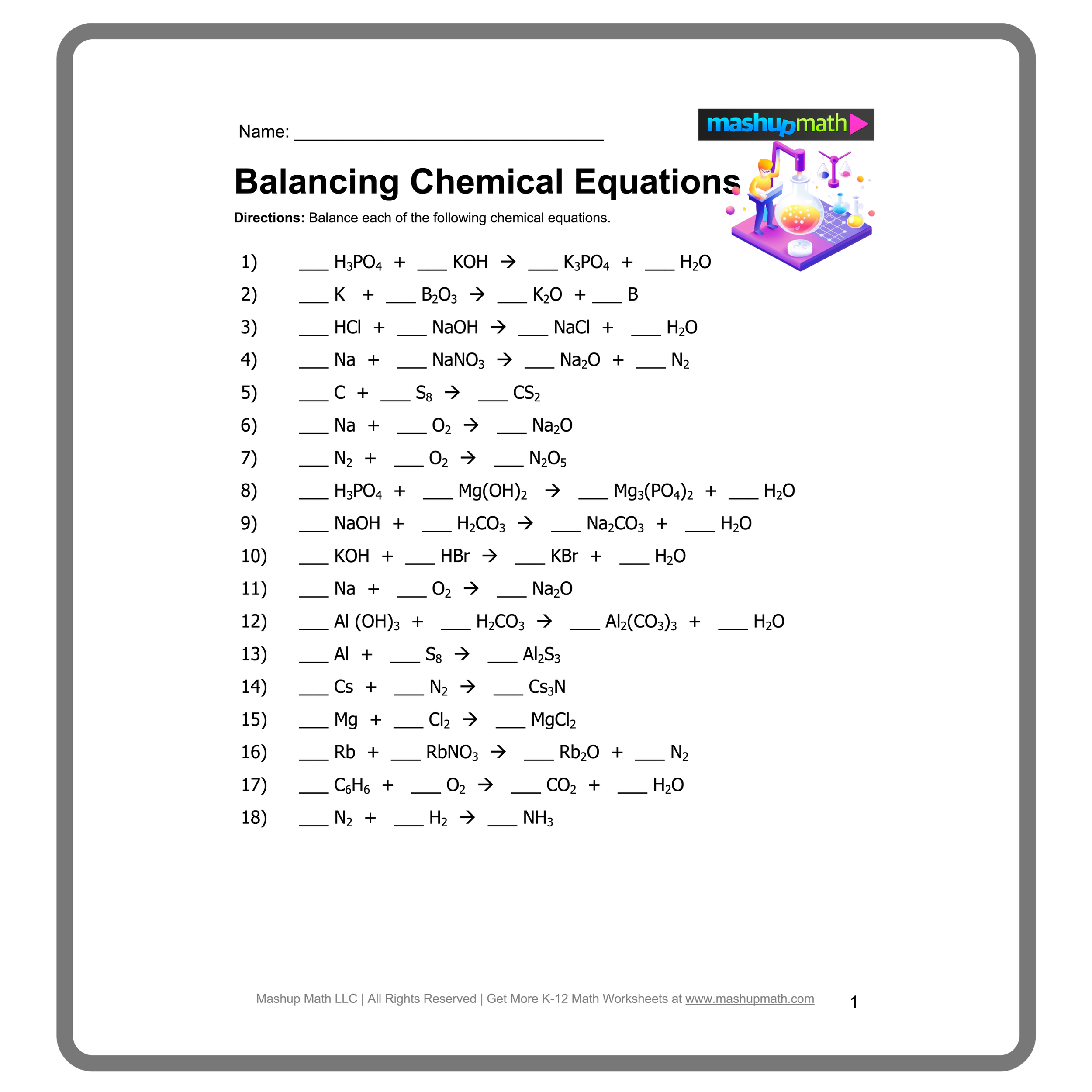 chemistry about balancing equations worksheet chemistry about balancing equations worksheet