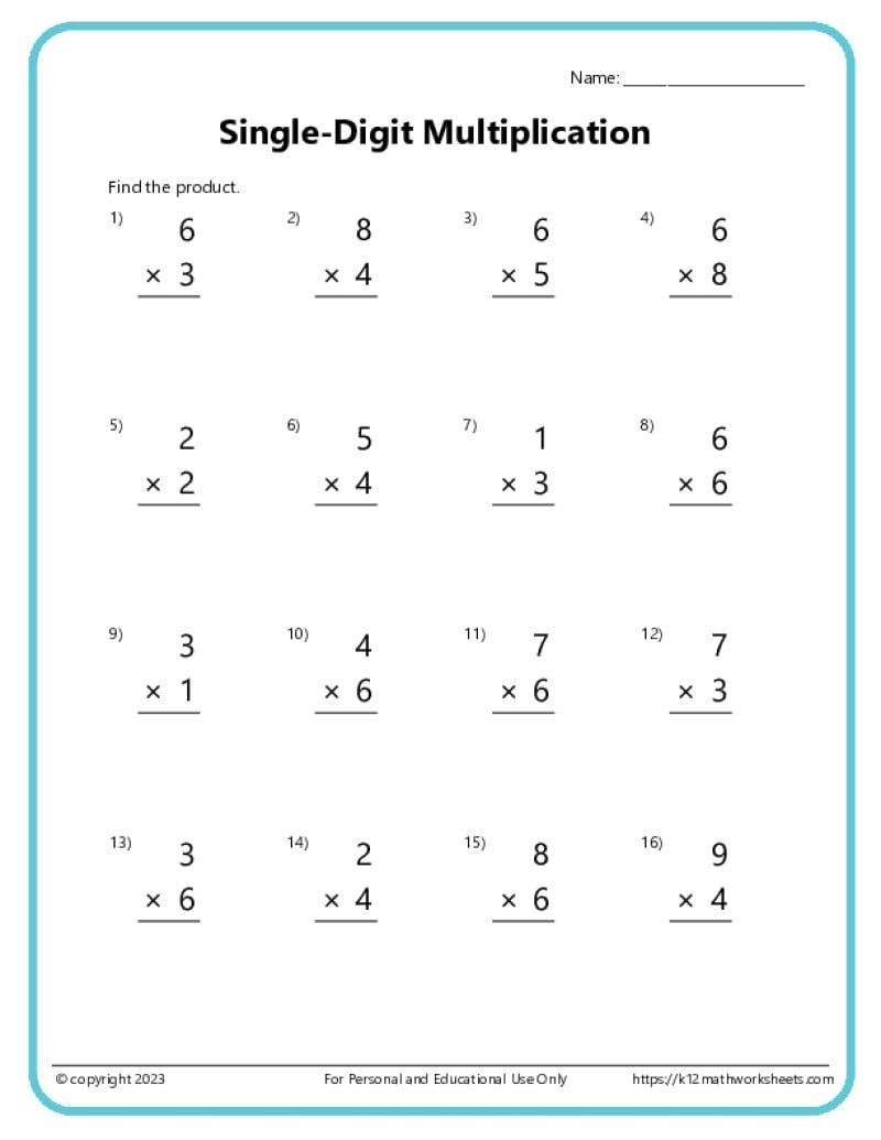Basic Multiplication Worksheets K12 Math Worksheets Basic Multiplication Worksheets K12 Math Worksheets
