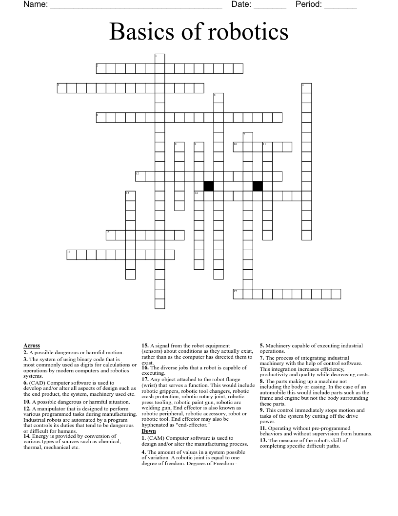 Basics Of Robotics Crossword WordMint Basics Of Robotics Crossword WordMint