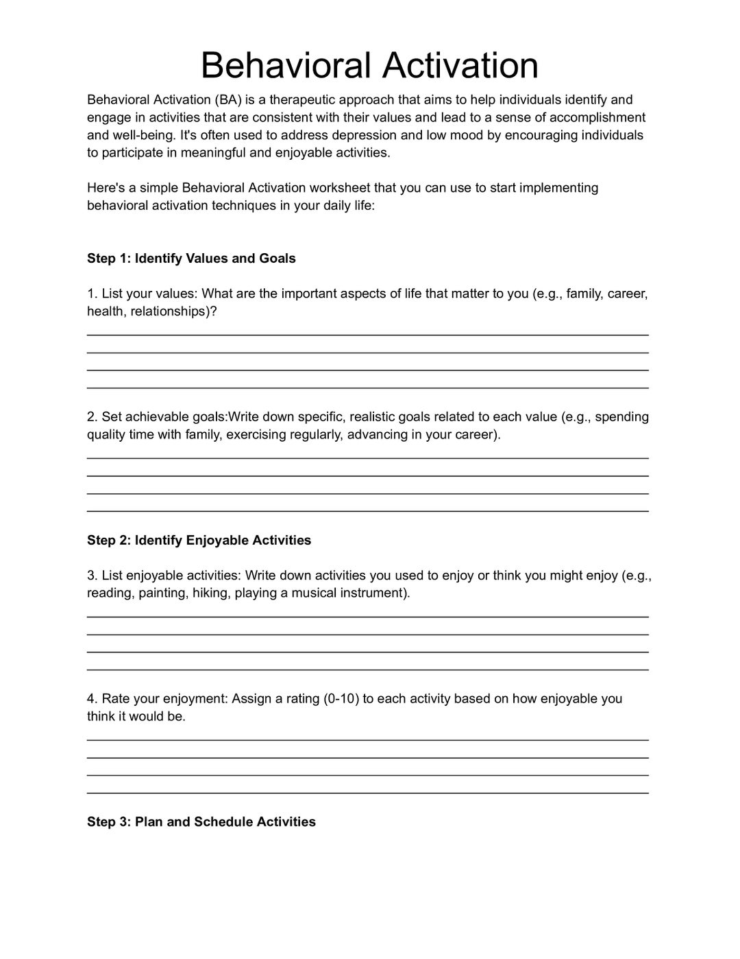 Behaviroral Activation Worksheet Depression Worksheet CBT Worksheet Therapy Tool Etsy Behaviroral Activation Worksheet Depression Worksheet CBT Worksheet Therapy Tool Etsy