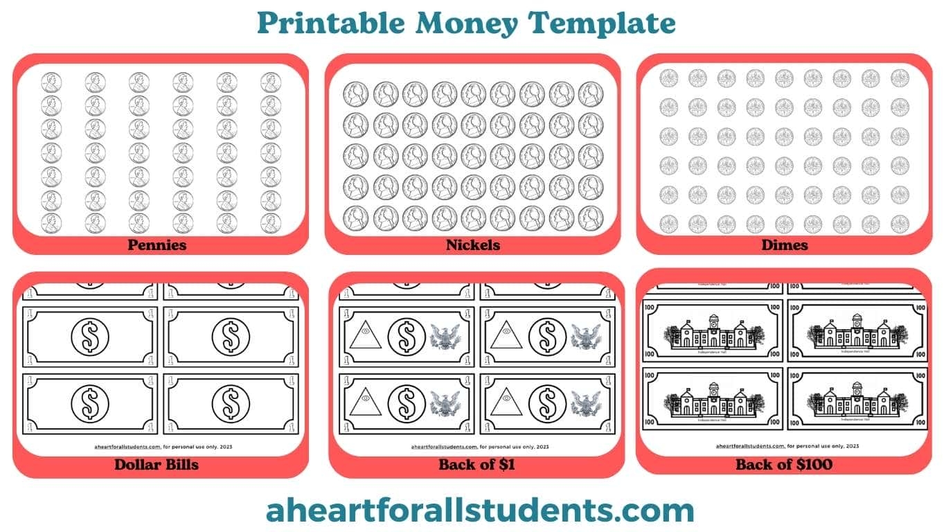 Best FREE Printable Money Template Classroom Or Homeschool A Heart For All Students Best FREE Printable Money Template Classroom Or Homeschool A Heart For All Students