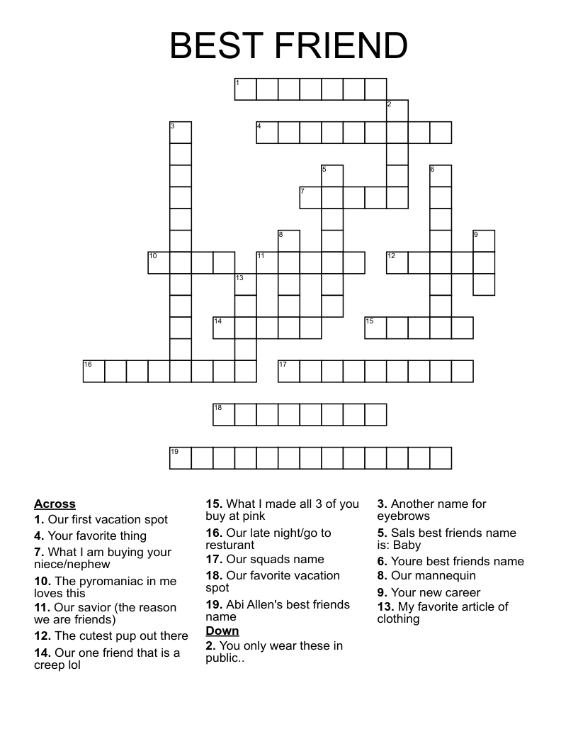 BEST FRIEND Crossword WordMint BEST FRIEND Crossword WordMint