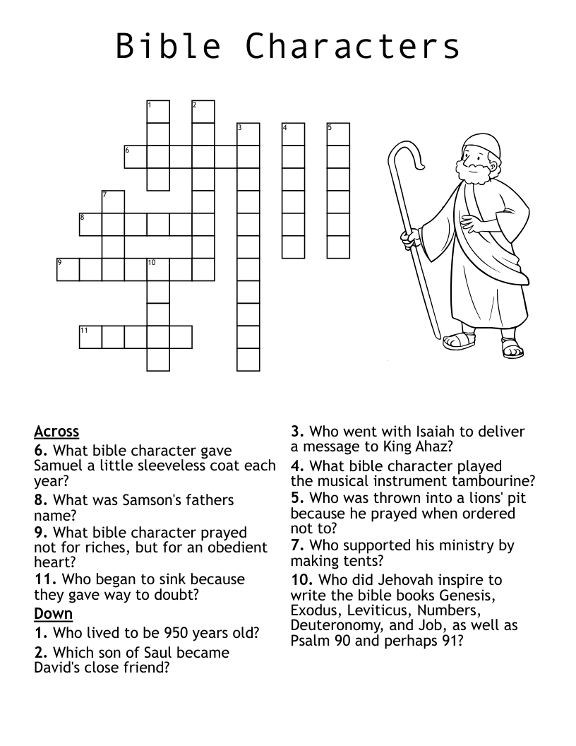 Bible Characters Crossword WordMint Bible Characters Crossword WordMint