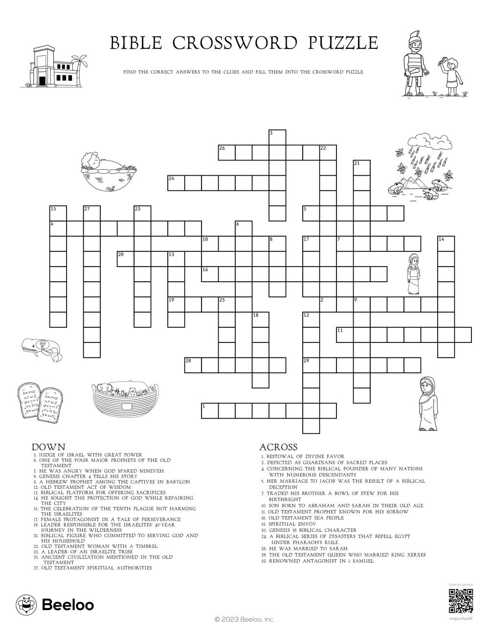 Bible Crossword Puzzle Beeloo Printable Crafts And Activities For Kids