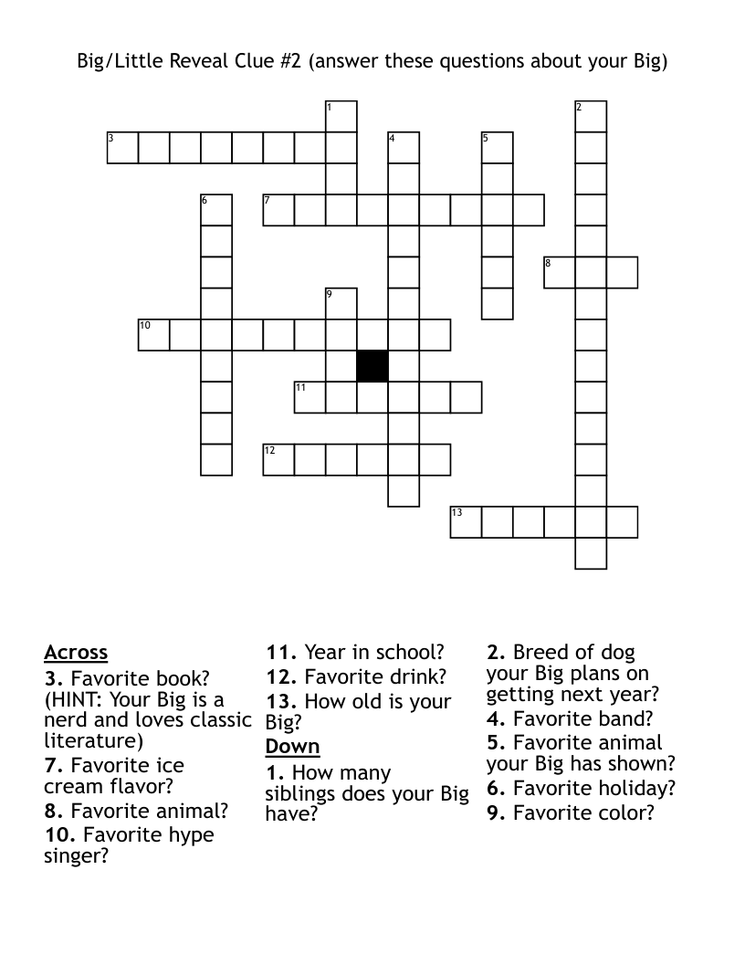 Big Little Reveal Clue 2 answer These Questions About Your Big Crossword WordMint