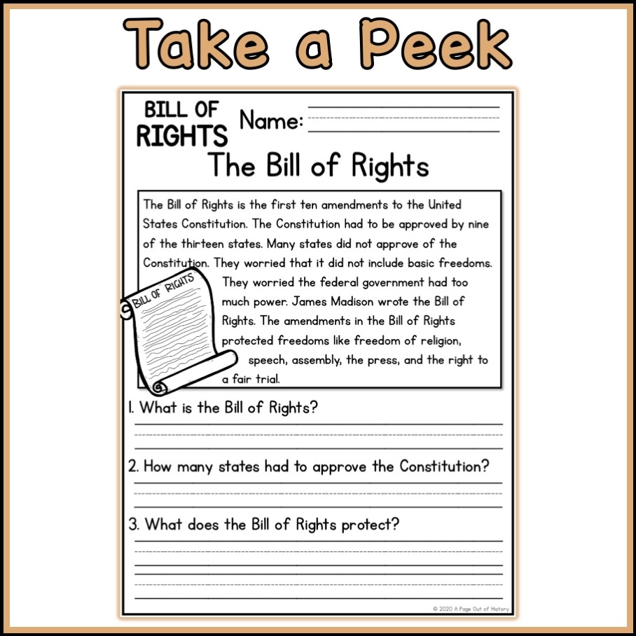 Bill Of Rights Social Studies Reading Comprehension Passages K 2 Made By Teachers Bill Of Rights Social Studies Reading Comprehension Passages K 2 Made By Teachers