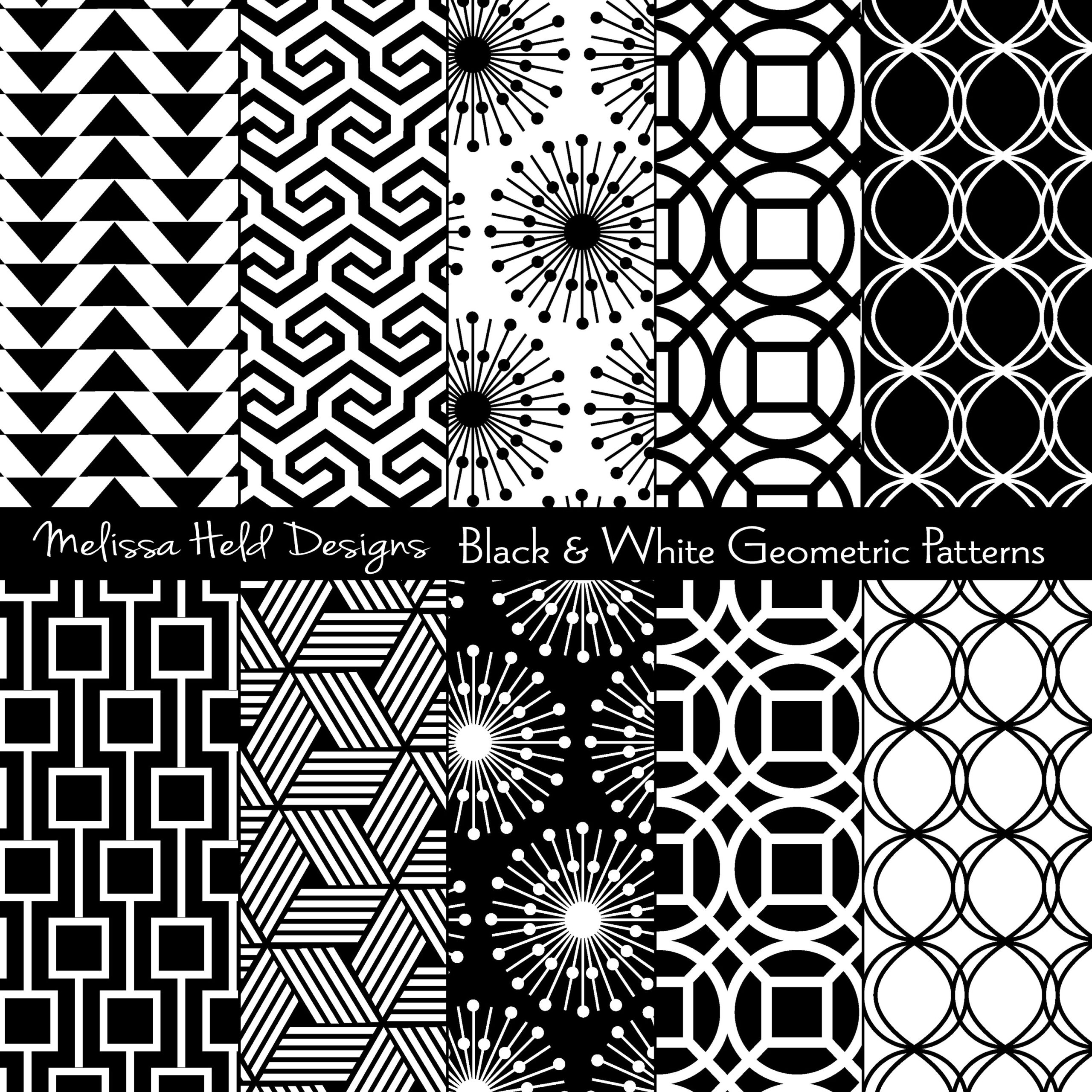 Black White Geometric Digital Patterns Etsy Black White Geometric Digital Patterns Etsy