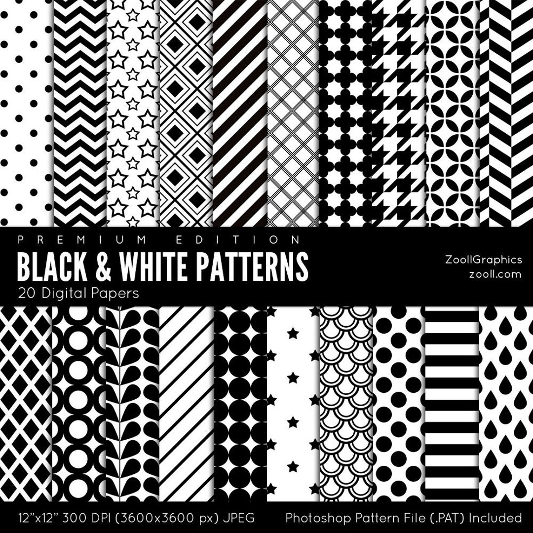 Black White Patterns 20 Digital Papers 12 x12 Geometric Pattern File PAT Included Seamless Paper Commercial Use INSTANT DOWNLOAD Etsy Black White Patterns 20 Digital Papers 12 x12 Geometric Pattern File PAT Included Seamless Paper Commercial Use INSTANT DOWNLOAD Etsy
