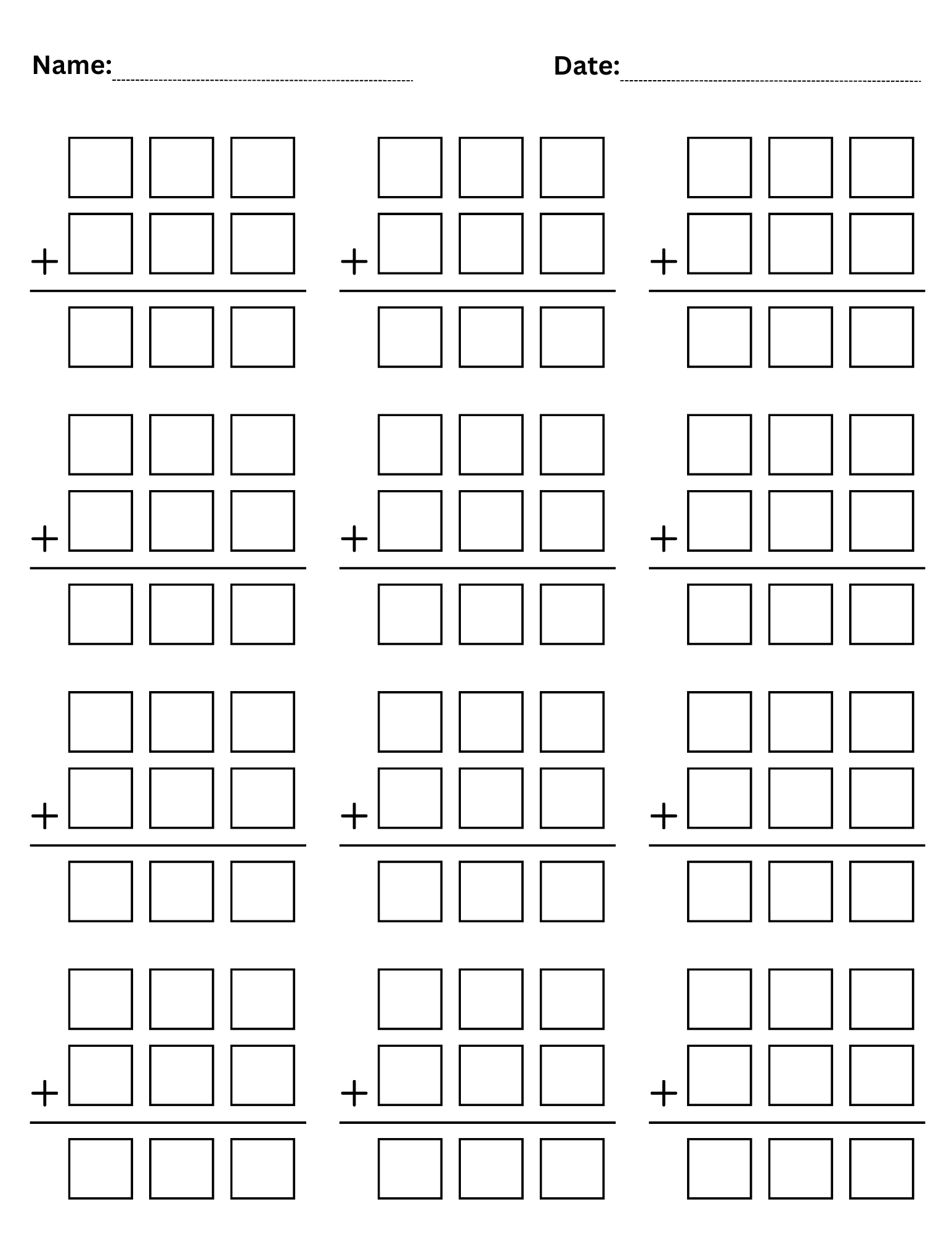 Blank 3 Digit Addition Worksheets Three Digit Addition Regrouping Template Made By Teachers Blank 3 Digit Addition Worksheets Three Digit Addition Regrouping Template Made By Teachers