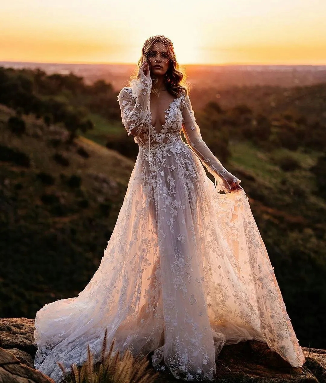 Bohemian Wedding Dress Lace V Neck Floral Pattern Sweep Train Bridal Gown Long Sleeve Illusion Bodice White From Greatvip 140 89 DHgate Com Bohemian Wedding Dress Lace V Neck Floral Pattern Sweep Train Bridal Gown Long Sleeve Illusion Bodice White From Greatvip 140 89 DHgate Com