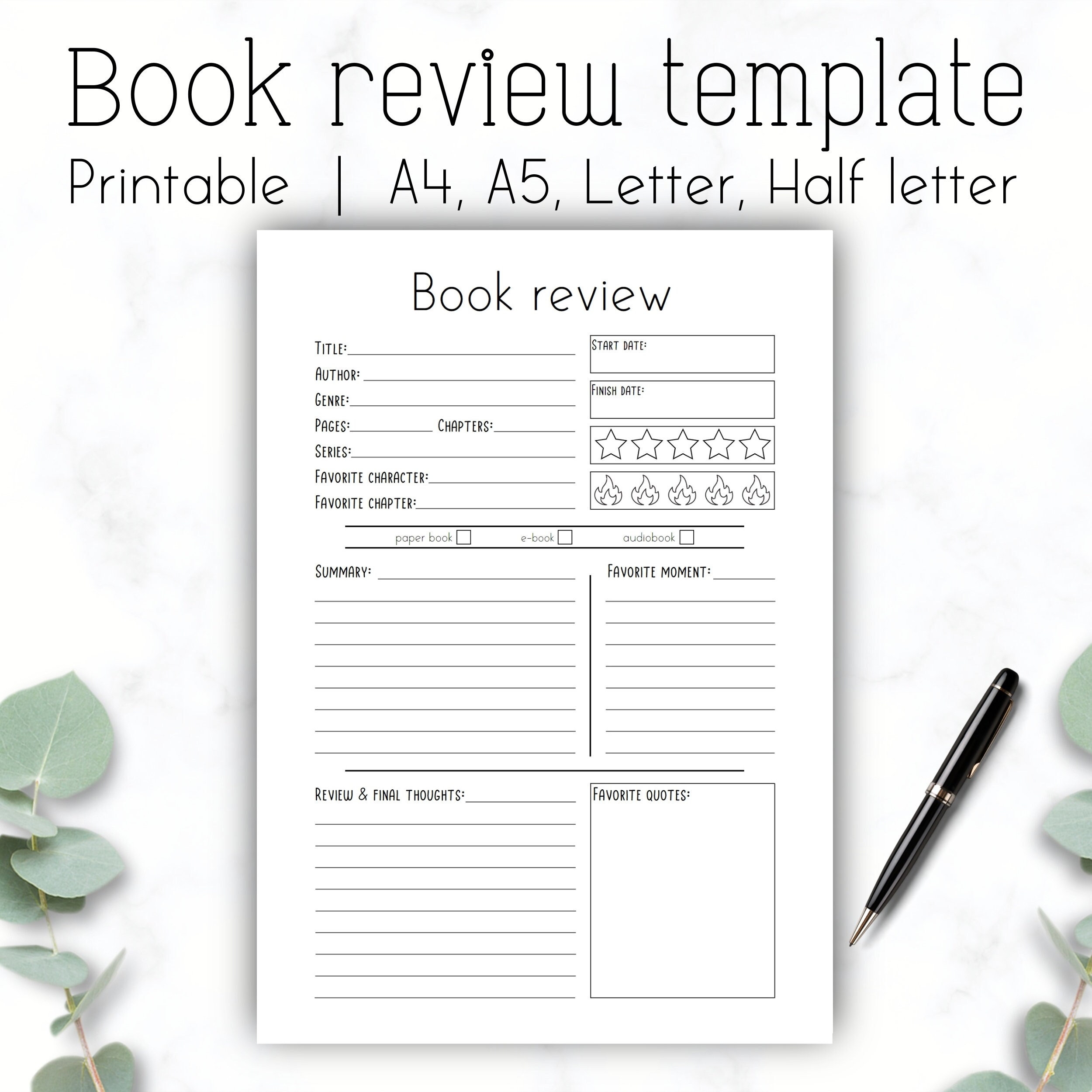 Book Review Template Simple Book Review Printable A4 A5 Letter Half Letter Template Book Journal Instant Download PDF Reading Log Etsy Book Review Template Simple Book Review Printable A4 A5 Letter Half Letter Template Book Journal Instant Download PDF Reading Log Etsy
