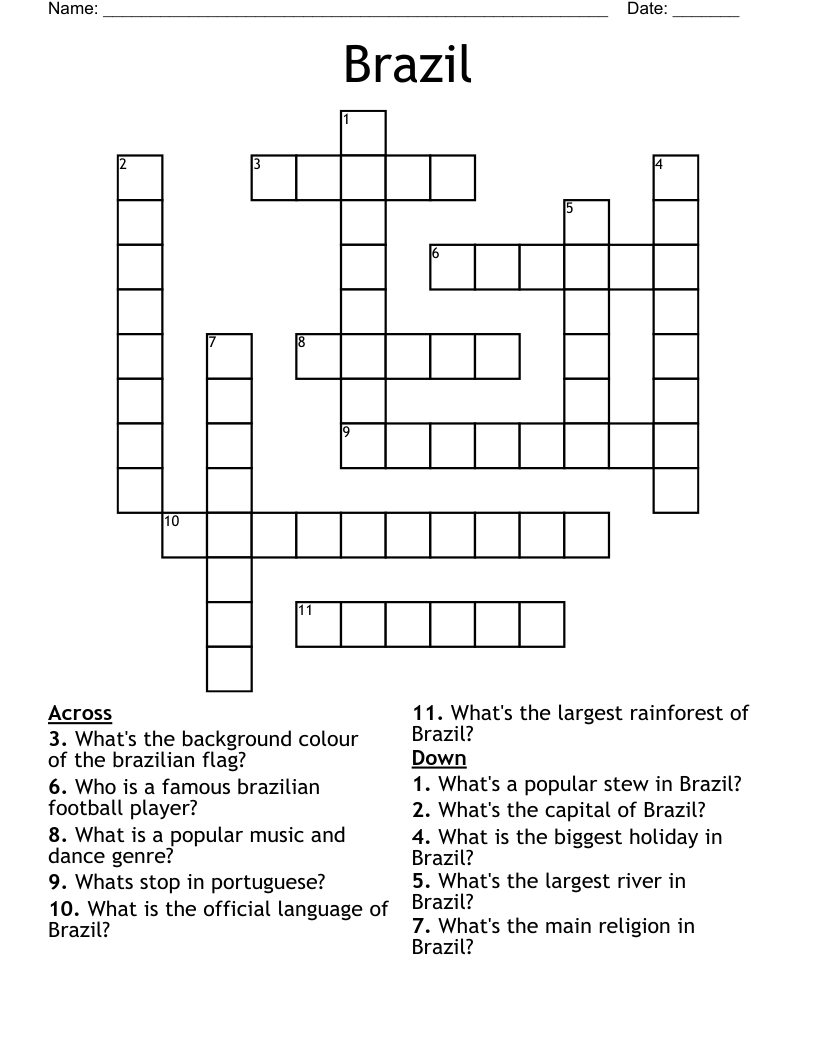 Brazil Crossword WordMint Brazil Crossword WordMint