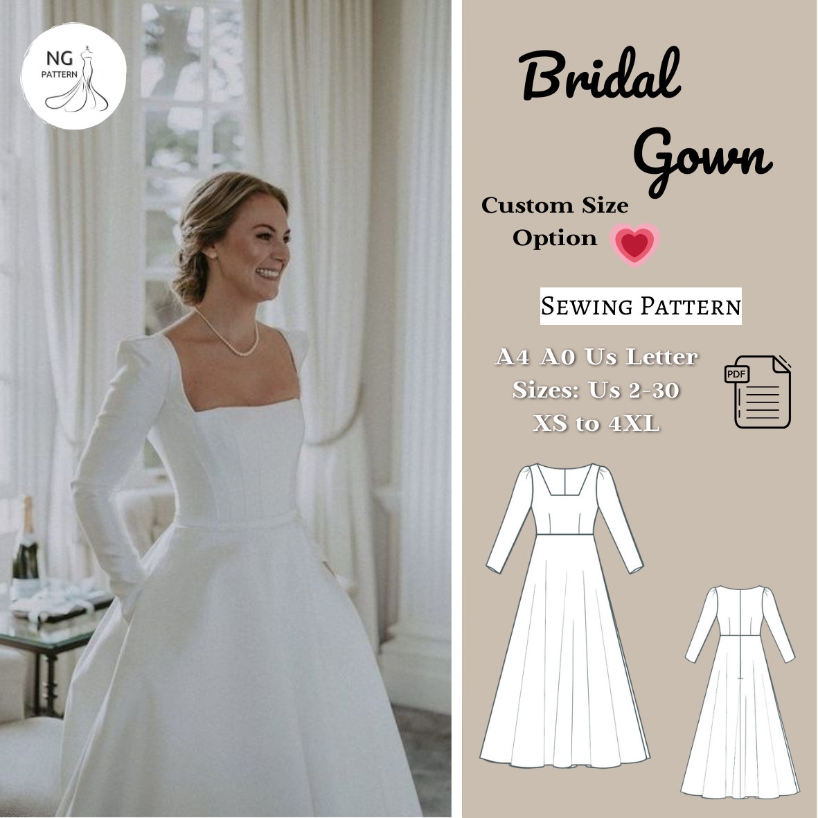 Bridal Gown Sewing Pattern Cocktail Dress Pattern Maxi Circle Dress Evening Gown Ball Gown Wedding Dress Sewing Pattern A4 A0 XS 4XL Etsy Bridal Gown Sewing Pattern Cocktail Dress Pattern Maxi Circle Dress Evening Gown Ball Gown Wedding Dress Sewing Pattern A4 A0 XS 4XL Etsy