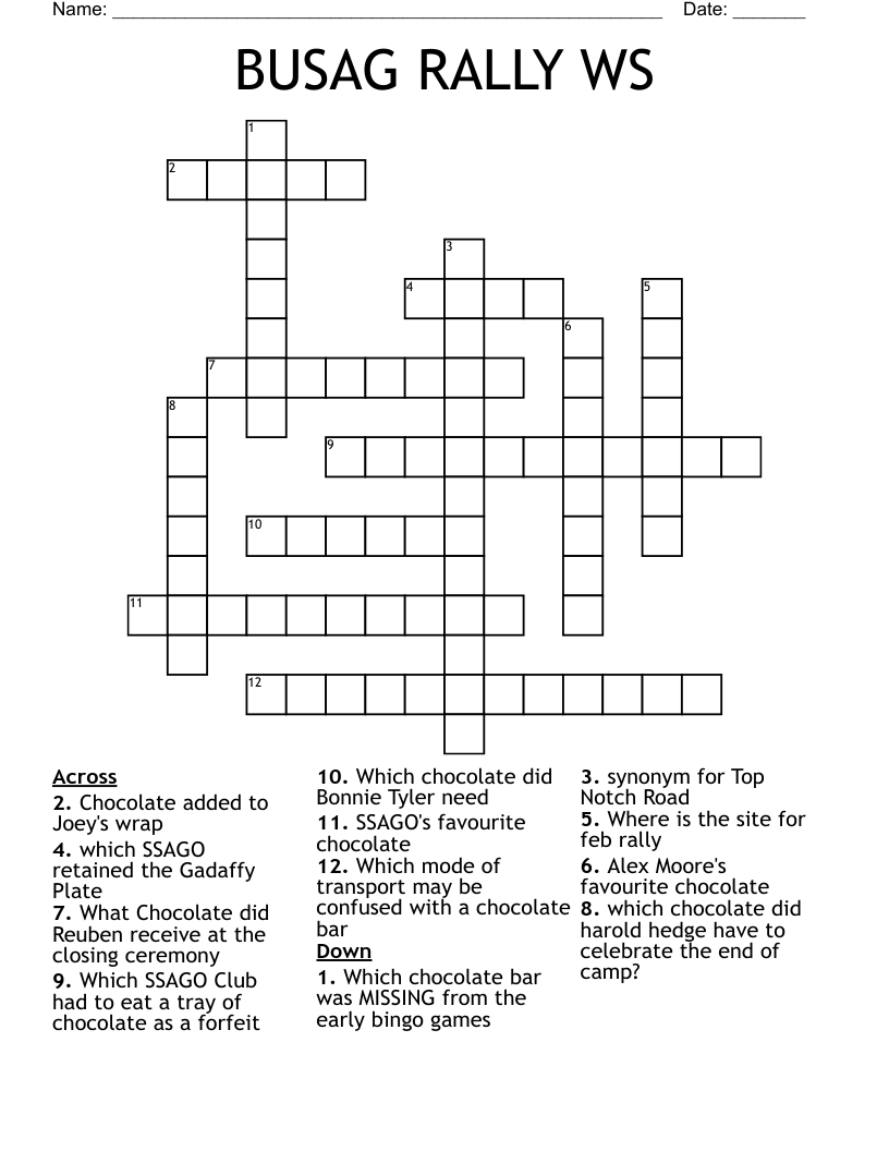 BUSAG RALLY WS Crossword WordMint