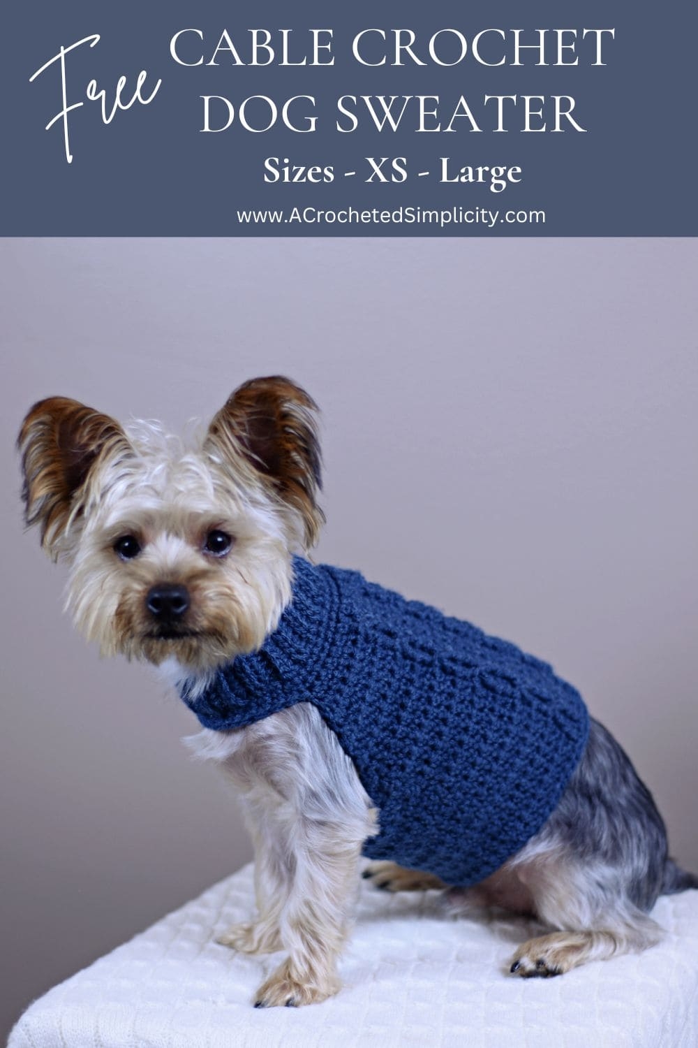 Cabled Crochet Dog Sweater Cabled Crochet Dog Sweater