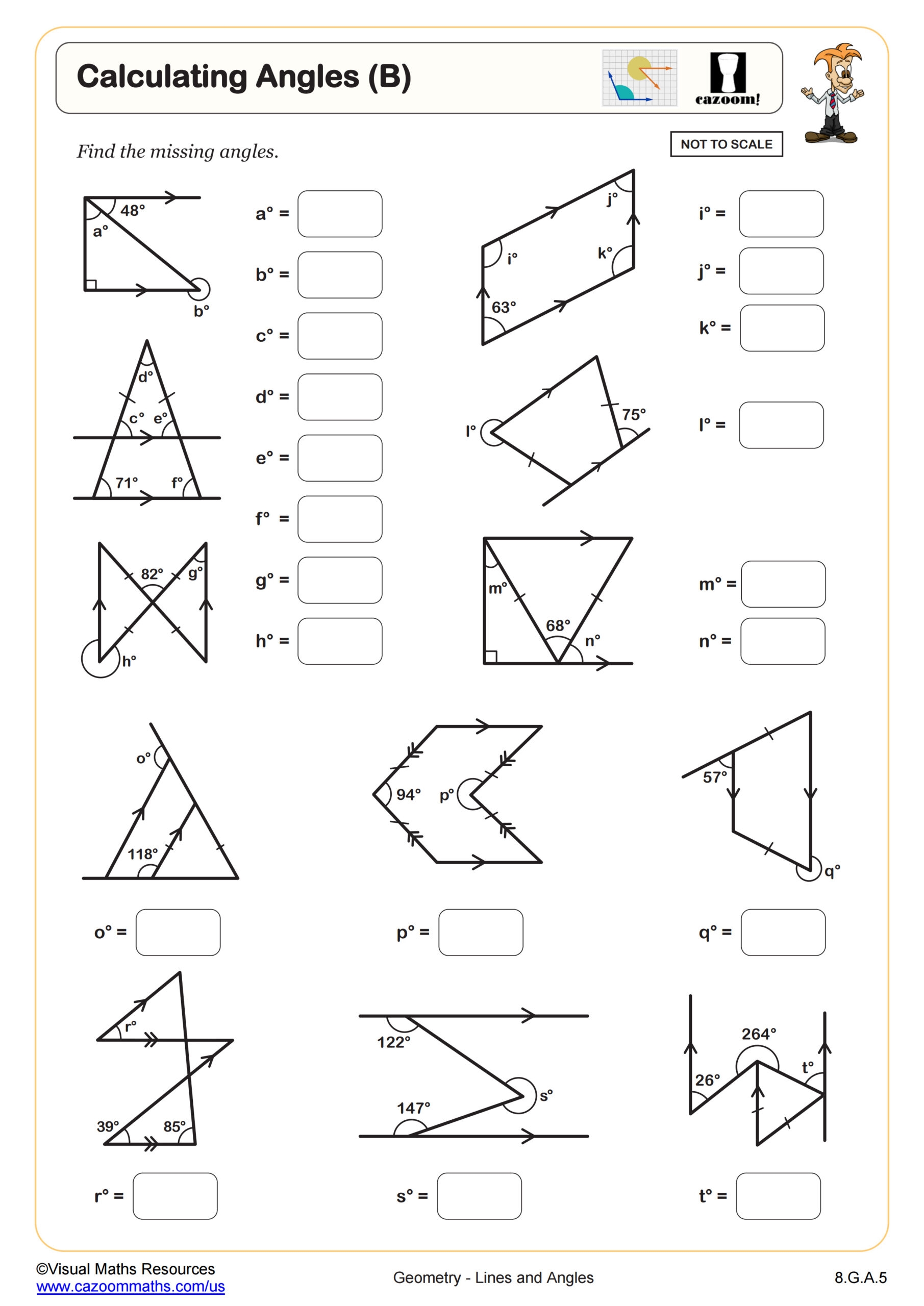 Calculating Angles B With Clues Worksheet PDF Printable Geometry Worksheet Cazoom Math Calculating Angles B With Clues Worksheet PDF Printable Geometry Worksheet Cazoom Math