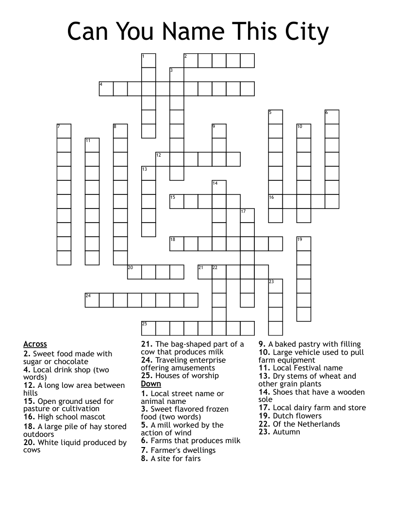 Can You Name This City Crossword WordMint