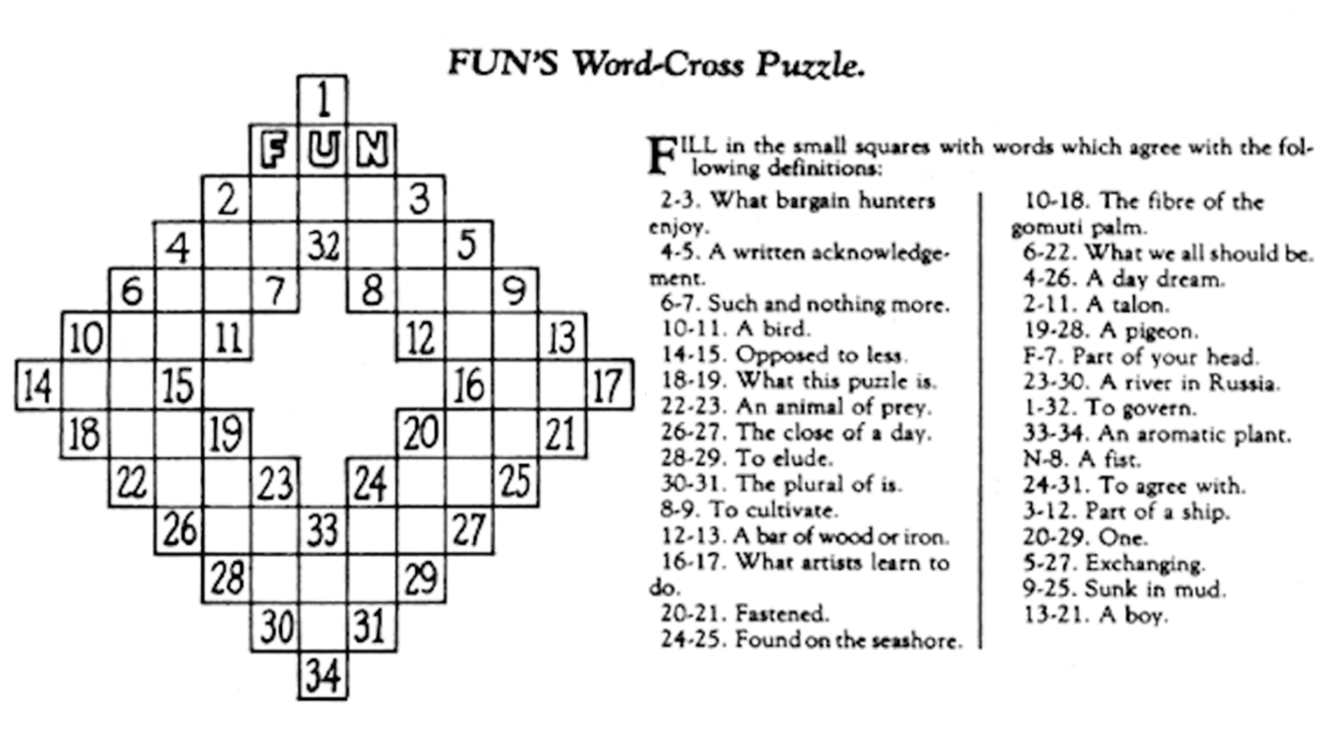 Can You Solve The World s First Crossword Puzzle Can You Solve The World s First Crossword Puzzle