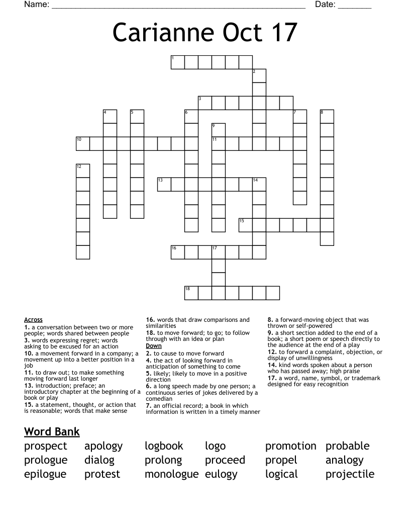 Carianne Oct 17 Crossword WordMint Carianne Oct 17 Crossword WordMint