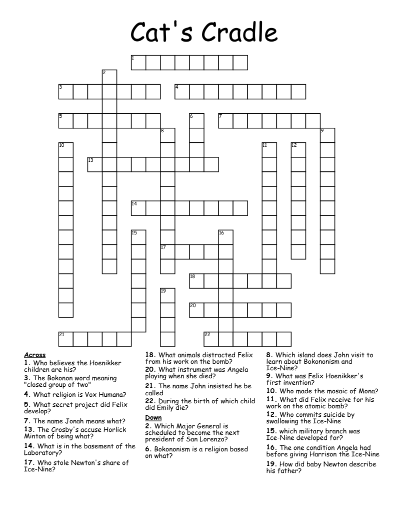 Cat s Cradle Crossword WordMint Cat s Cradle Crossword WordMint