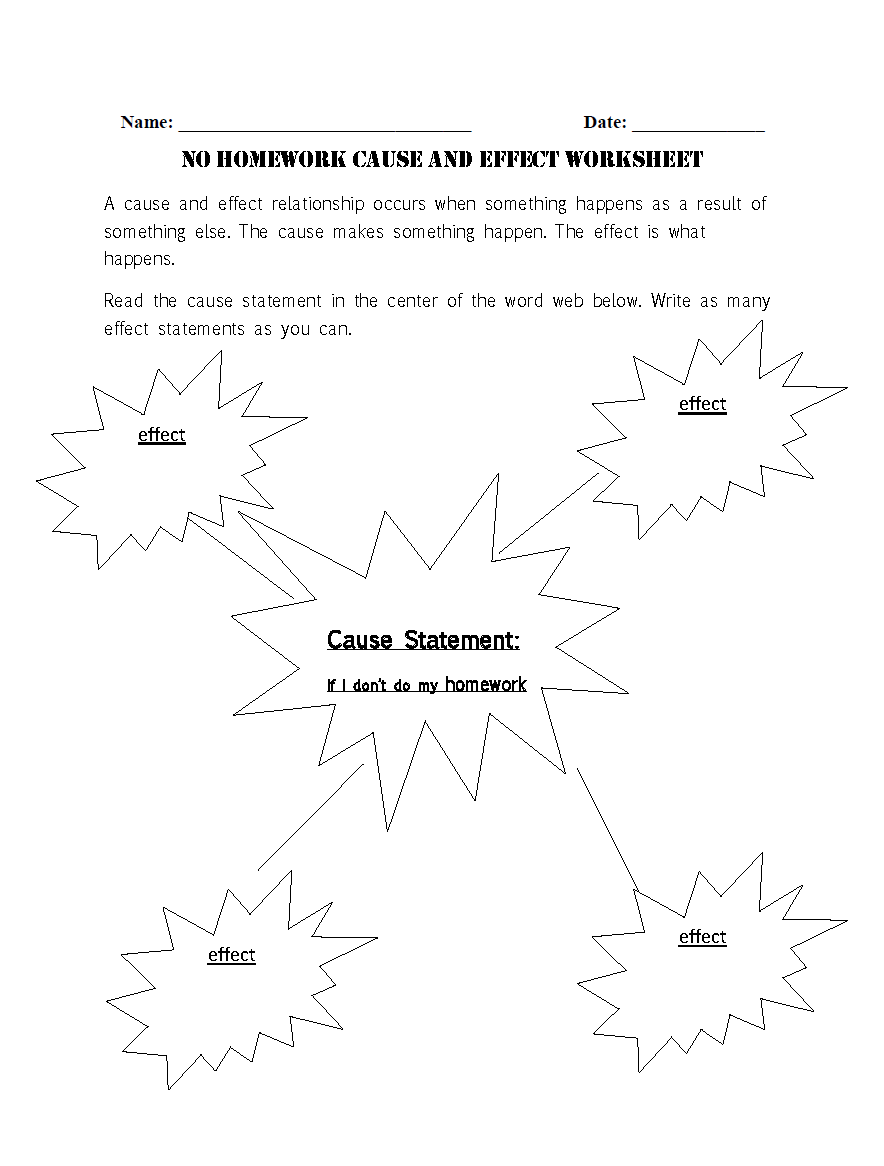 Cause And Effect Worksheets No Homework Cause And Effect Worksheet Cause And Effect Worksheets No Homework Cause And Effect Worksheet
