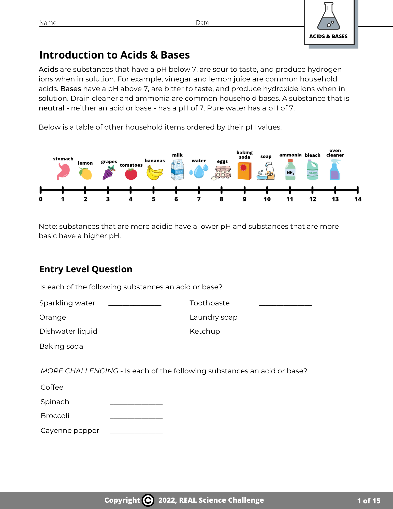Challenge Questions Acids And Bases In Everyday Life Worksheets Library