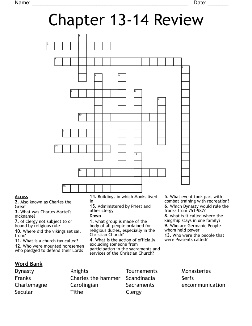Chapter 13 14 Review Crossword WordMint