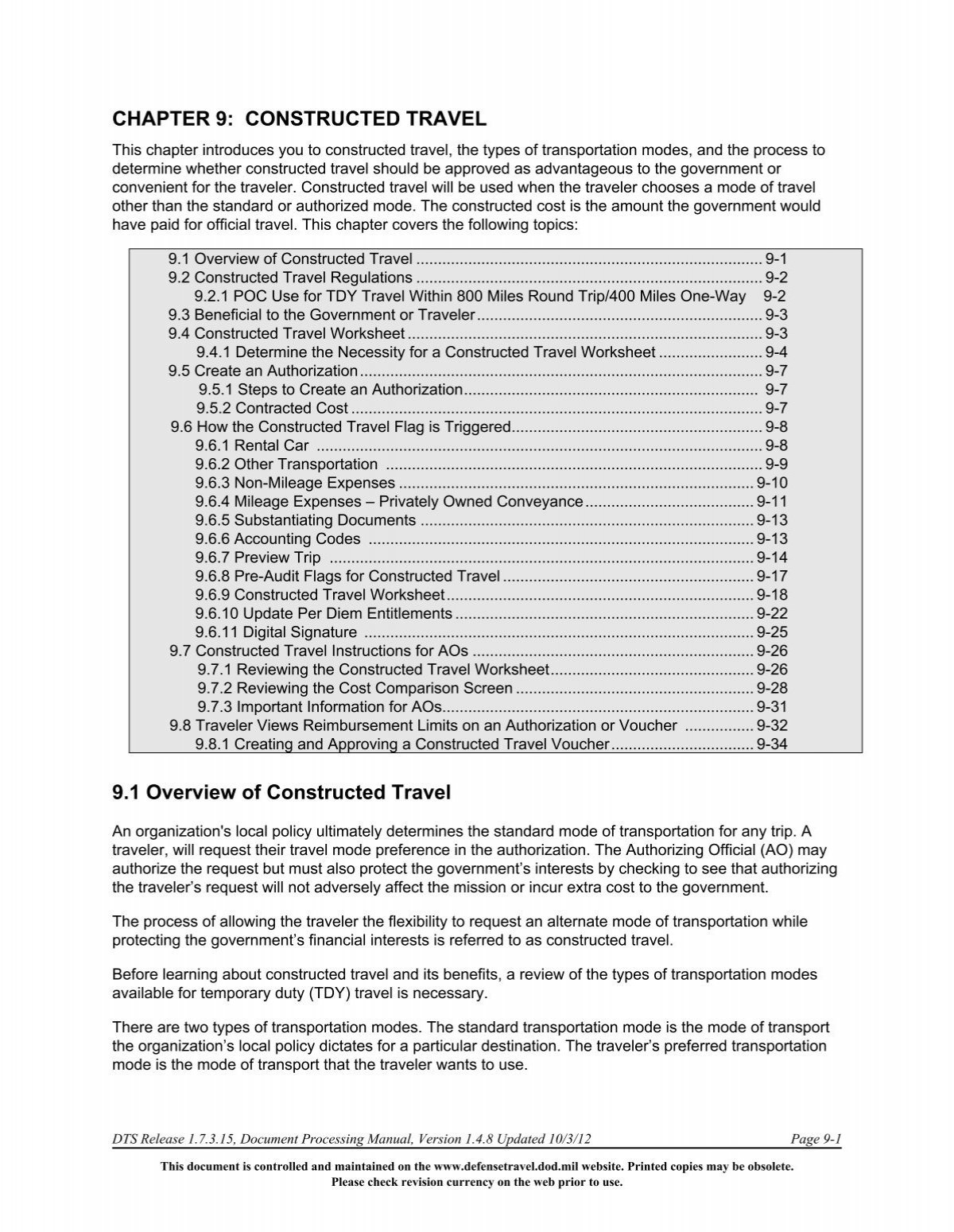 CHAPTER 9 CONSTRUCTED TRAVEL CHAPTER 9 CONSTRUCTED TRAVEL